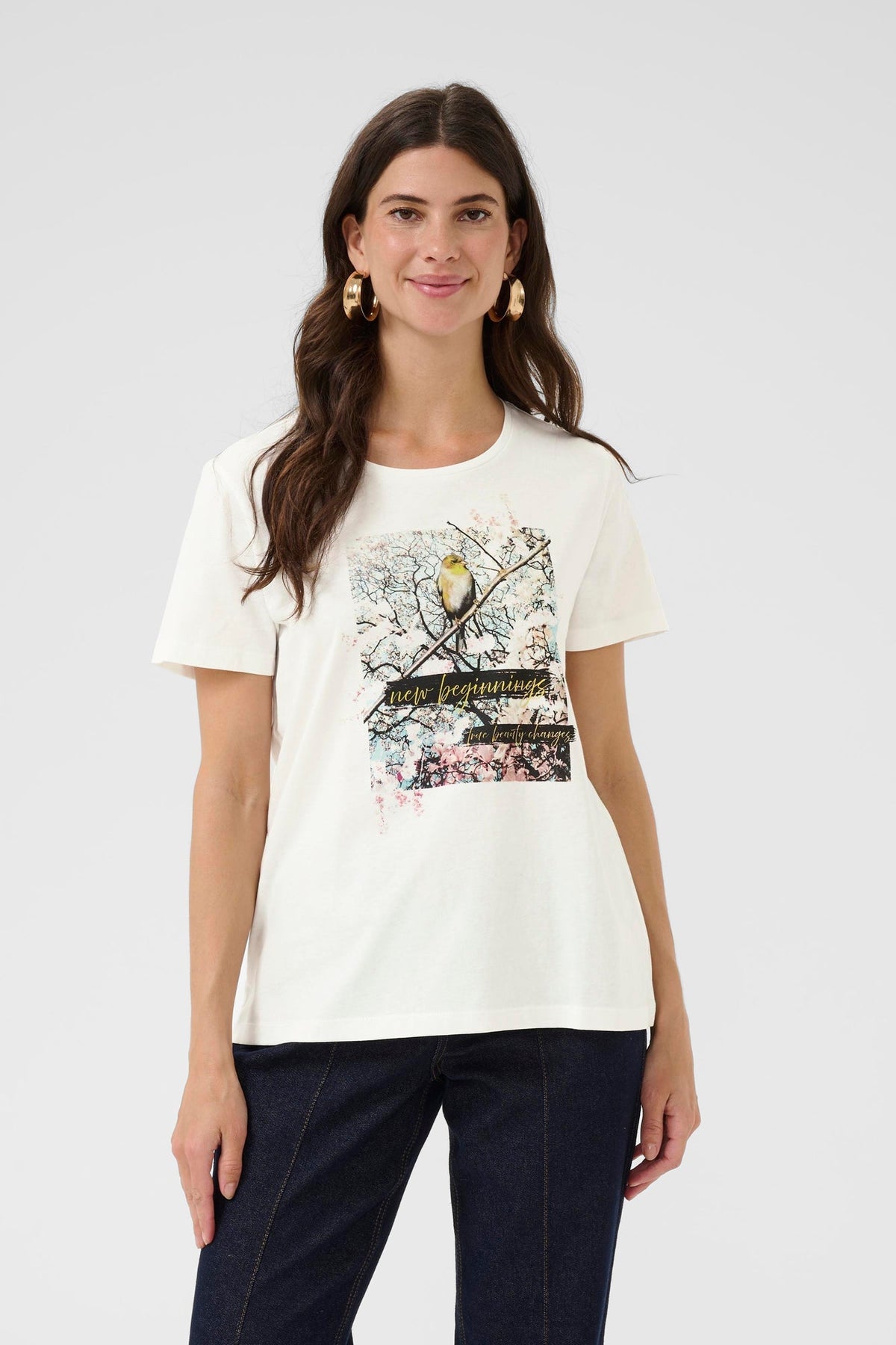 T-Shirt pour femme par Cream | 10614660 Bleu Jaune | Boutique Vvög, vêtements mode pour homme et femme