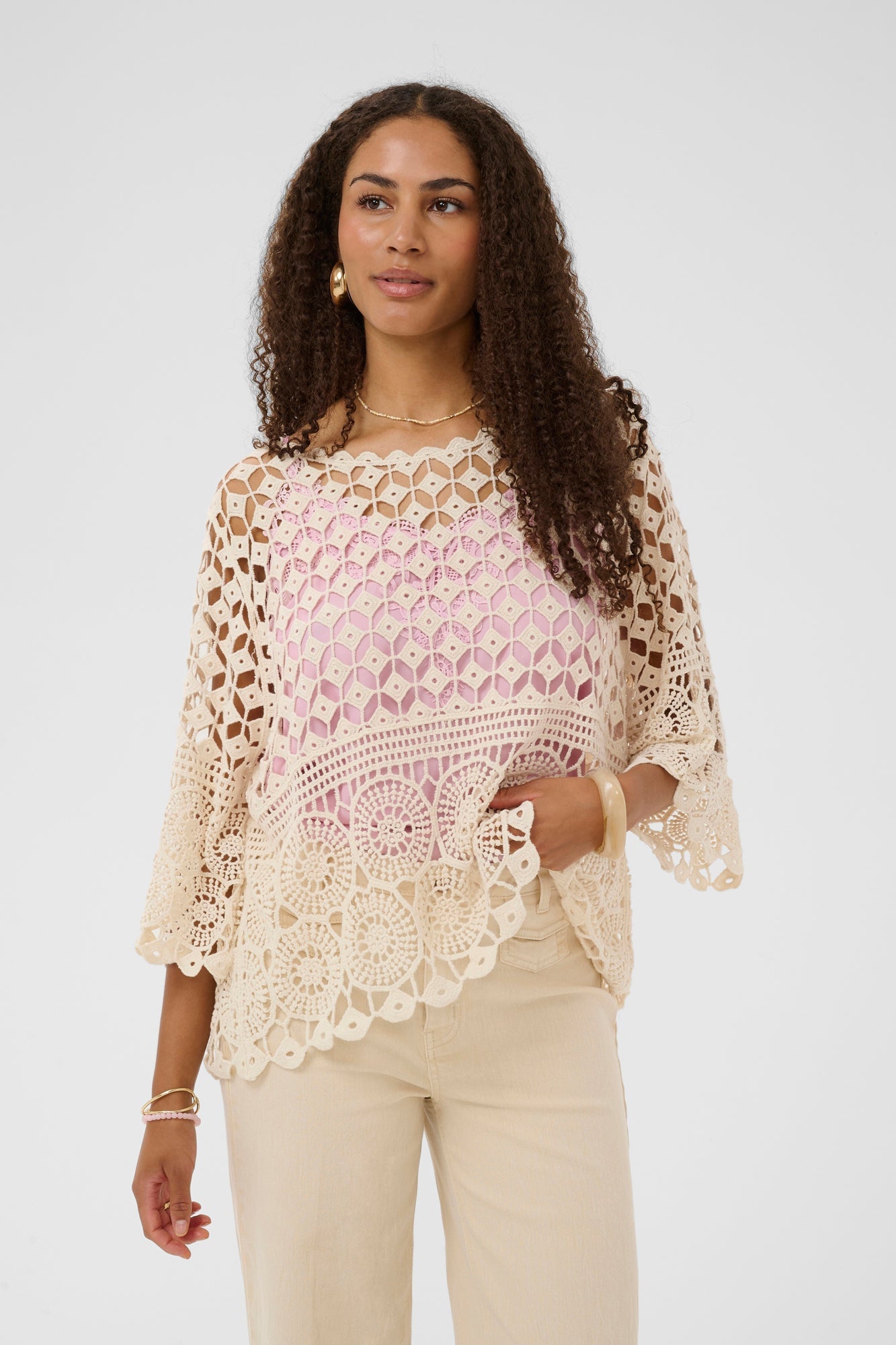 Chandail à motifs transparents pour femme par Cream | 10614908 Cheville Parfaitement Pâle | Boutique Vvög, vêtements mode pour homme et femme