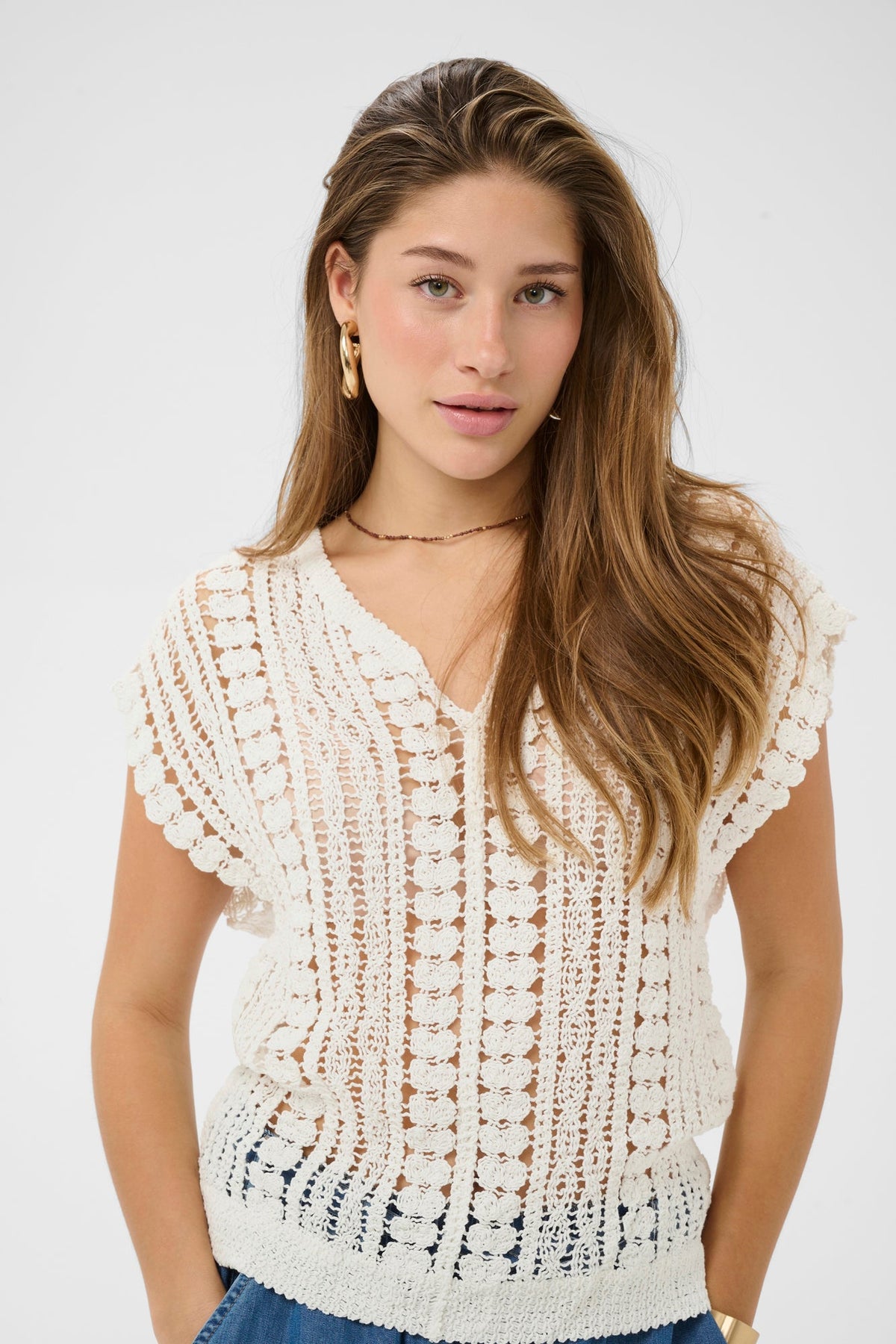 T-Shirt avec ouvertures pour femme par Cream | 10614926 Blanc Neige | Boutique Vvög, vêtements mode pour homme et femme