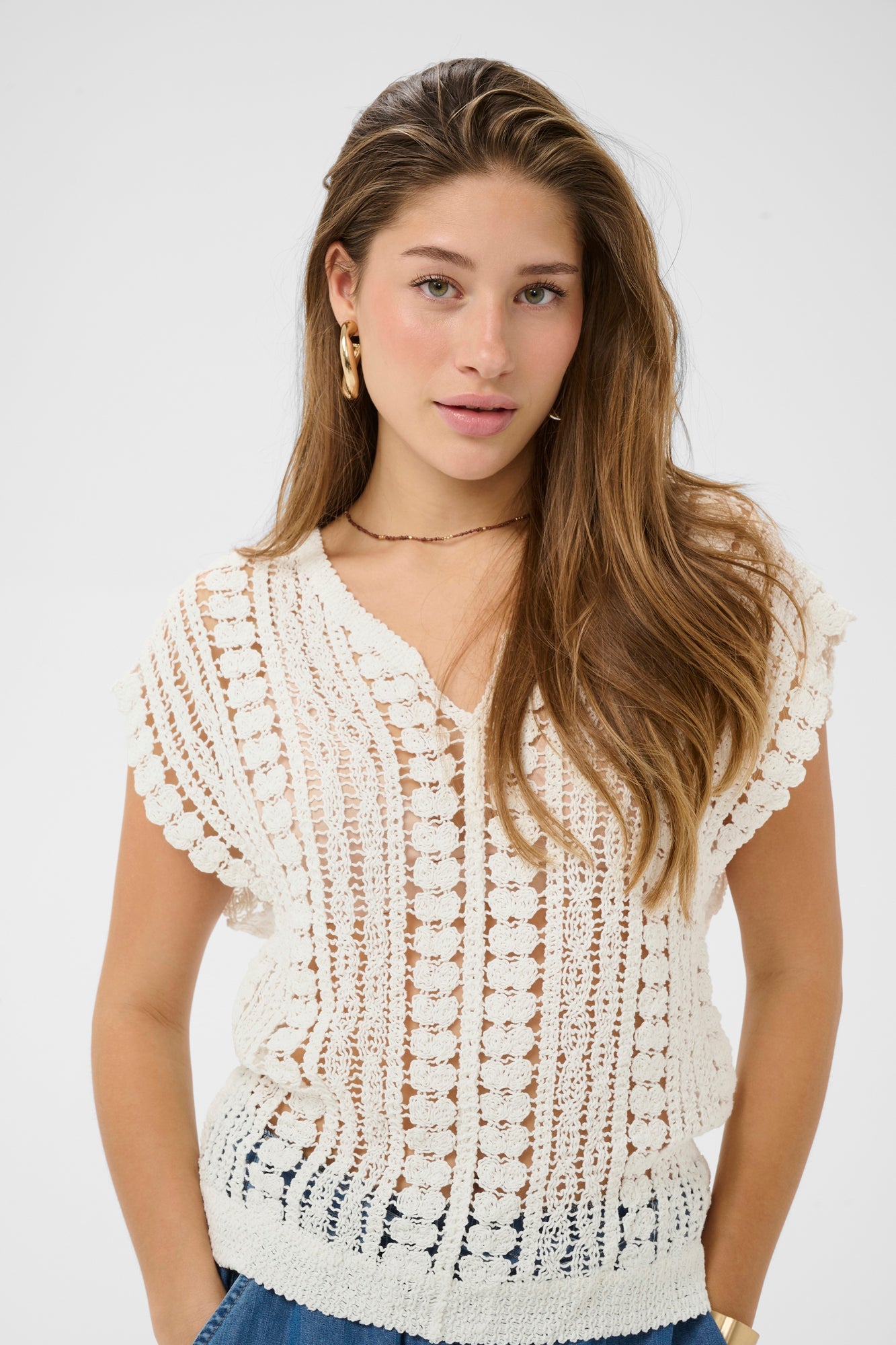 T-Shirt avec ouvertures pour femme par Cream | 10614926 Blanc Neige | Boutique Vvög, vêtements mode pour homme et femme