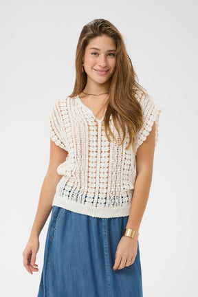 T-Shirt avec ouvertures pour femme par Cream | 10614926 Blanc Neige | Boutique Vvög, vêtements mode pour homme et femme