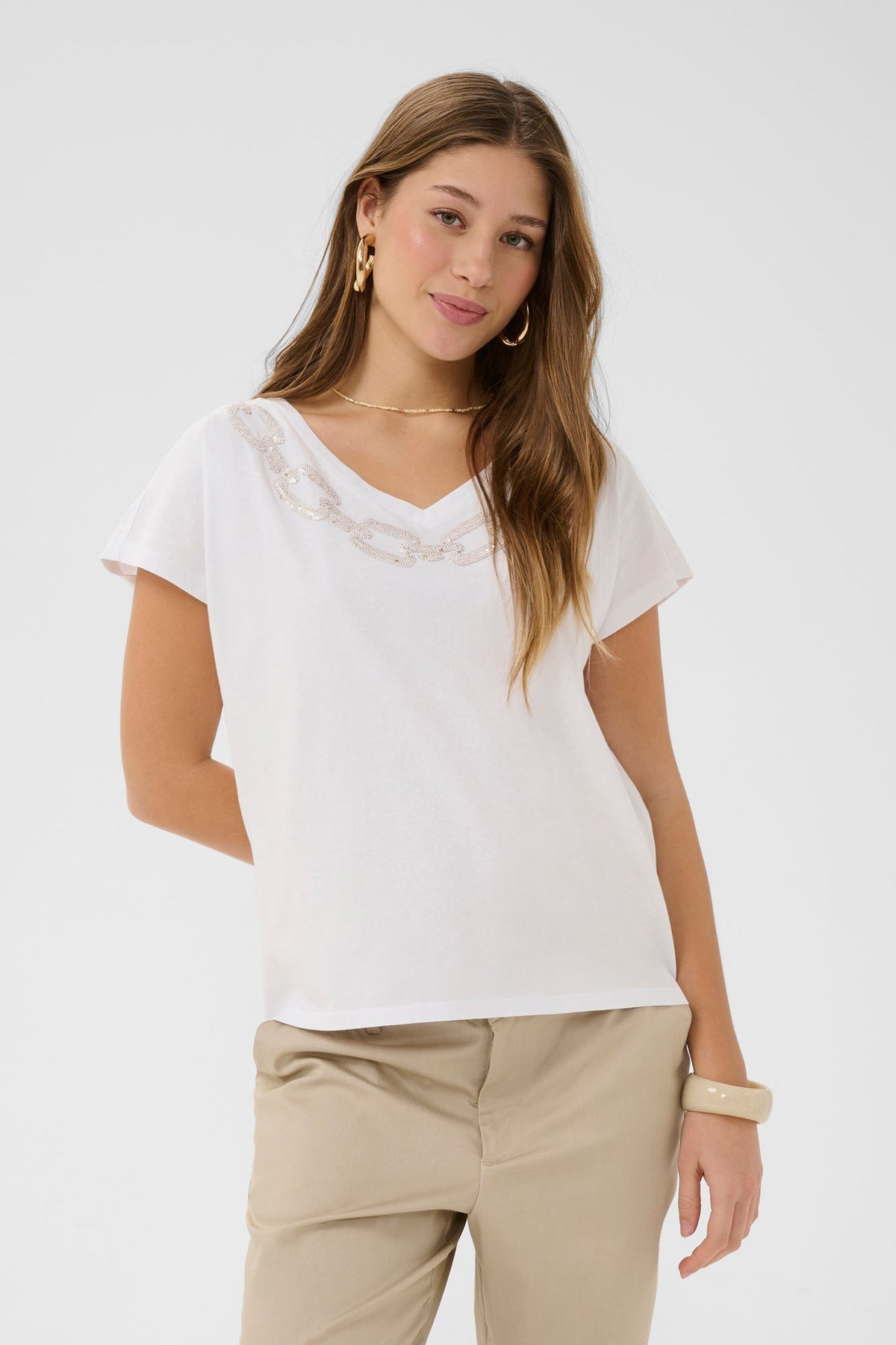 T-Shirt pour femme par Cream | 10615016 Blanc neige | Boutique Vvög, vêtements mode pour homme et femme