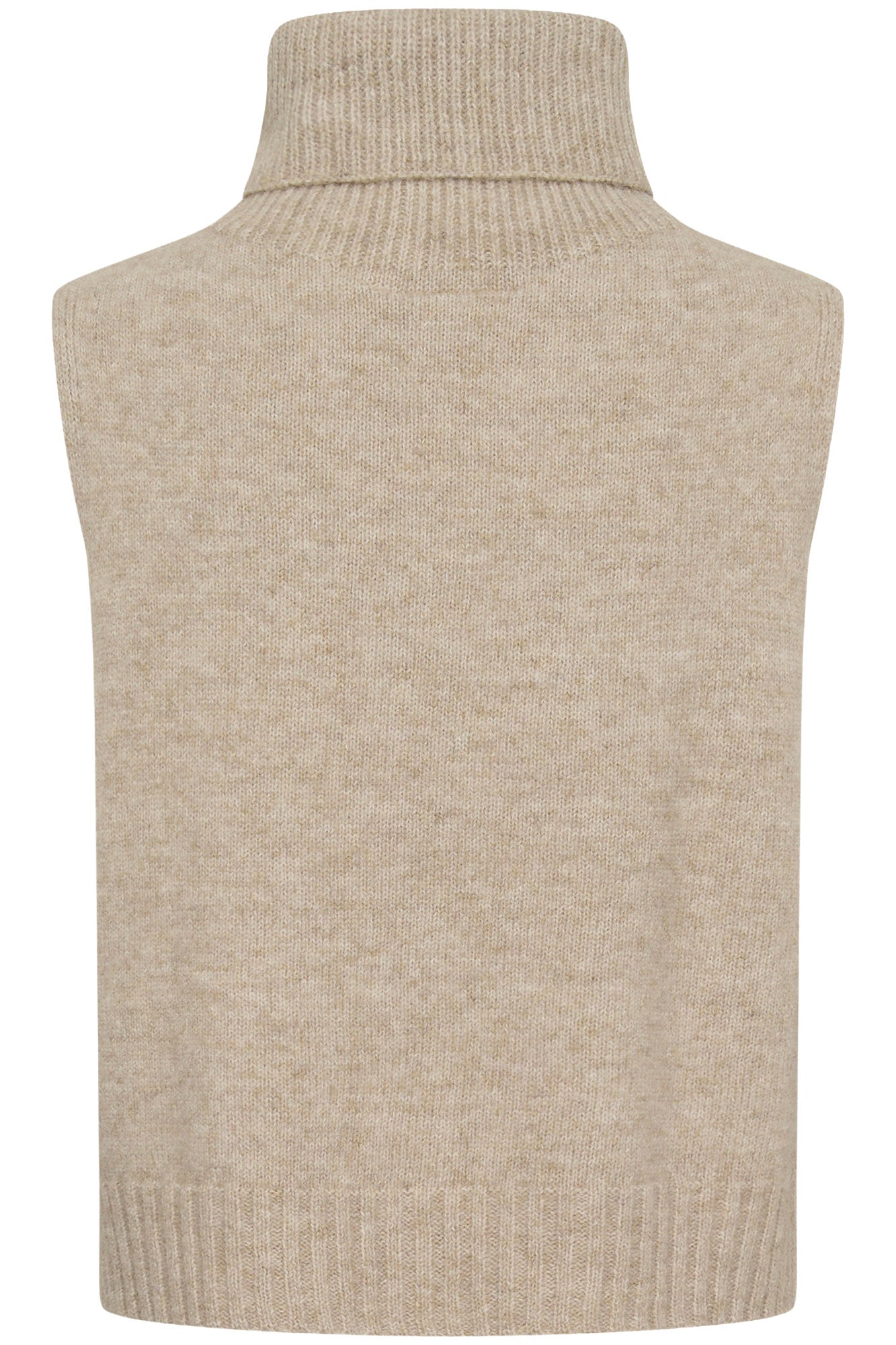 Vue isolée de dos de la veste sans manches avoine avec corps en tricot lisse pour femme par Cream