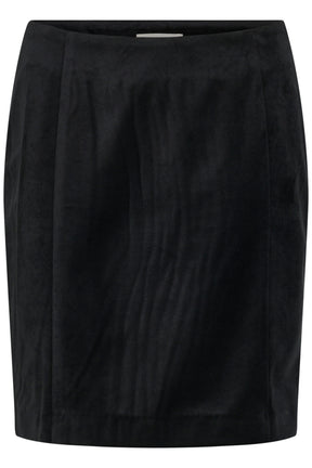 Vue arrière d’une jupe crayon noire avec étiquette intérieure et panneaux verticaux pour femme par Cream