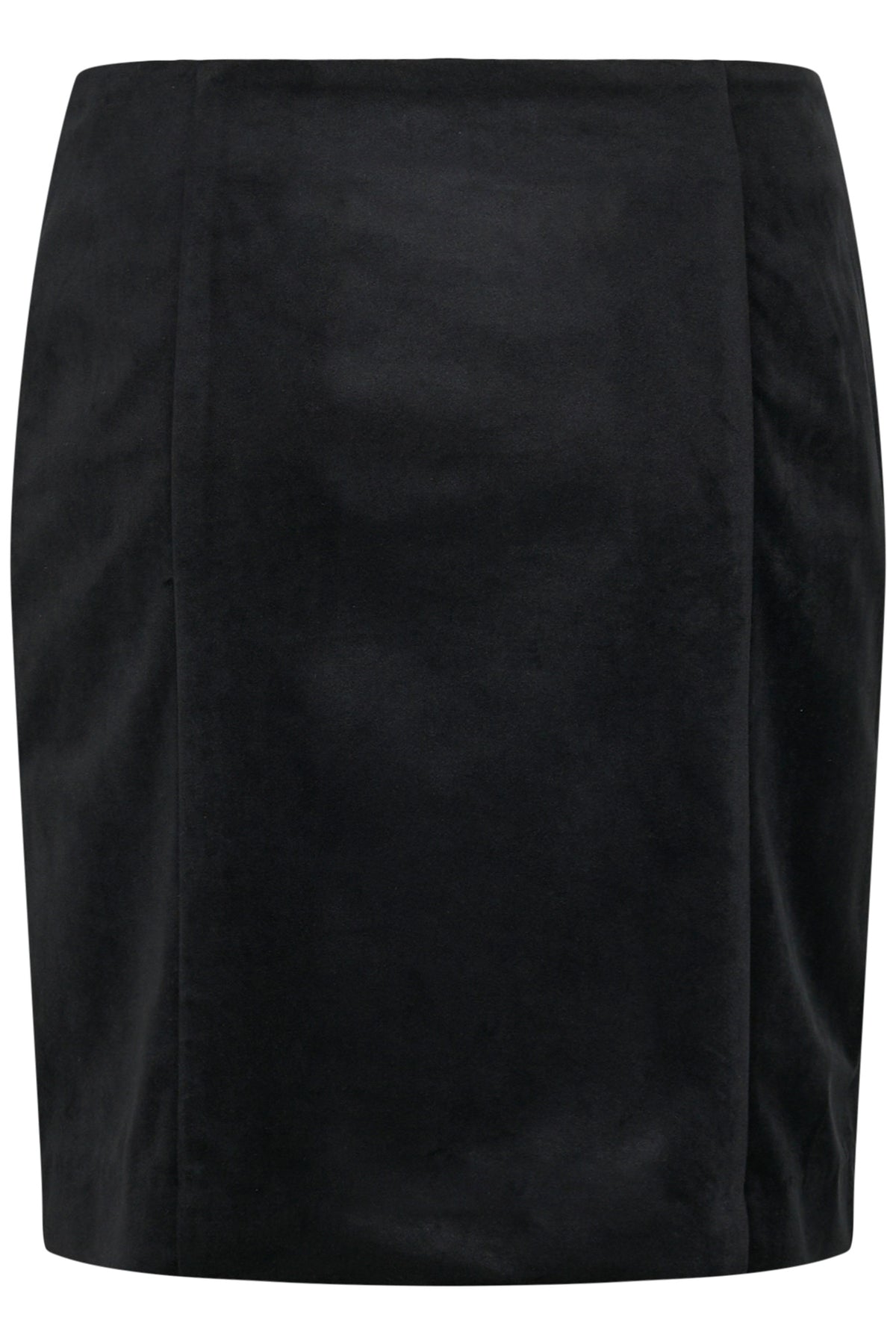 Women's black pencil skirt front view with vertical panel seams and a straight hem by Cream