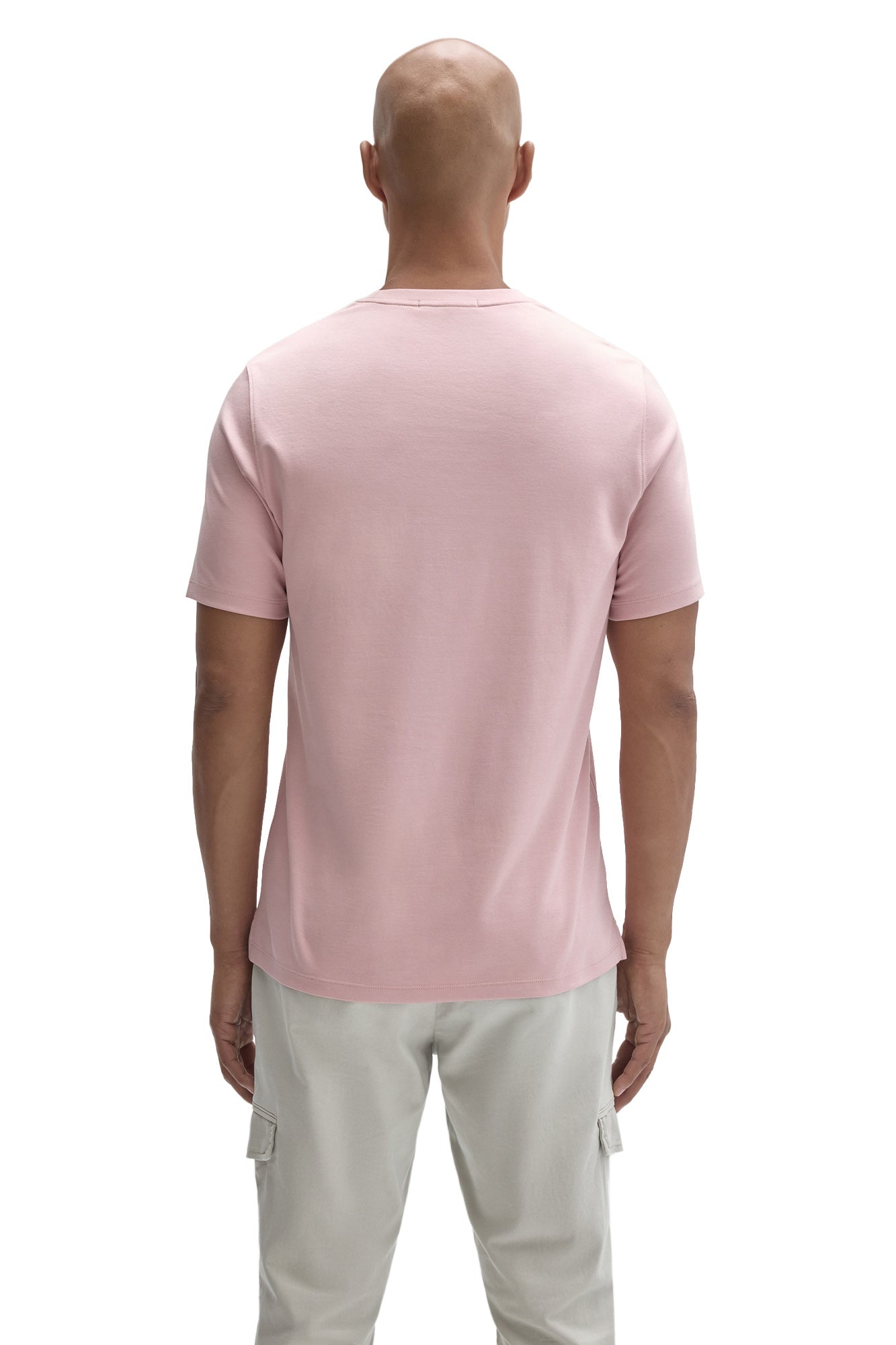 Robert Barakett men's light pink short sleeve crewneck T-Shirt with straight hem and plain back, back view