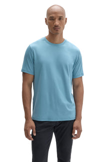 Robert Barakett men's light blue short sleeve crewneck T-Shirt with straight hem shown from the front