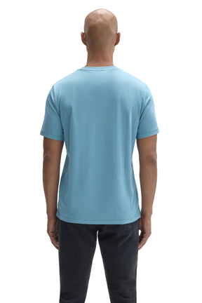 Robert Barakett men's light blue Short-sleeve T-Shirt with crew neck and straight hem shown from the back