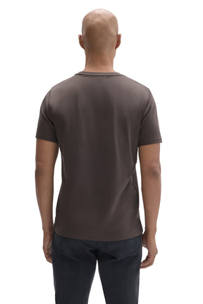 Robert Barakett men's dark taupe brown short sleeve crewneck T-Shirt with a straight hem shown from the back