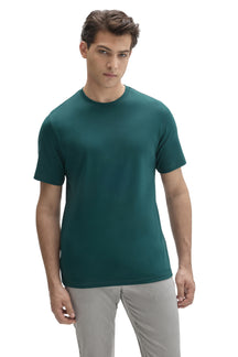 Robert Barakett men's teal short sleeve crewneck T-Shirt with tonal stitching and straight hem, front view
