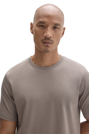 Robert Barakett men's close front view of taupe grey crewneck Short-sleeve T-Shirt showing ribbed collar