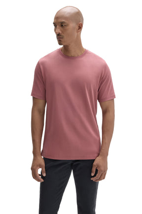 Robert Barakett men's dusty pink short sleeve crewneck T-Shirt with plain body and tonal stitching shown from the front