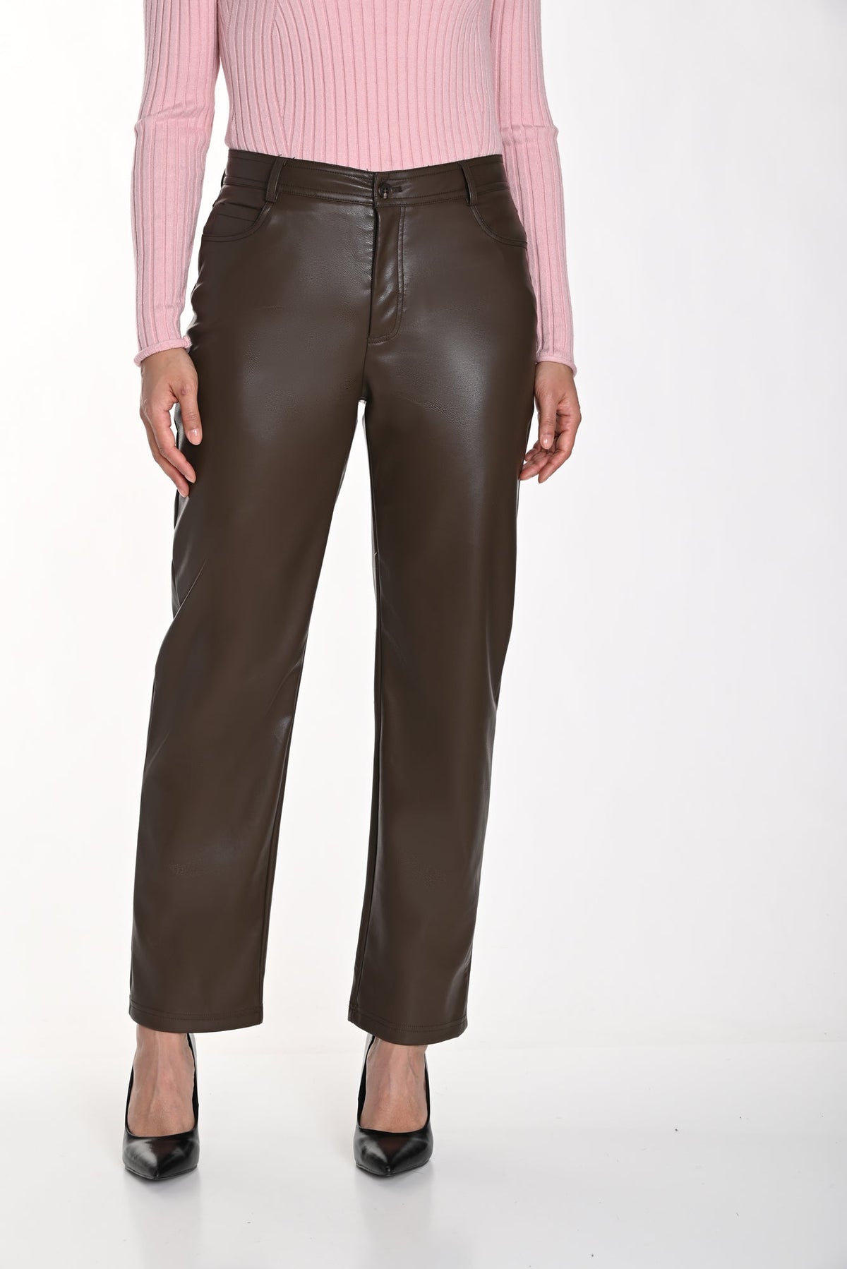 Pantalon en polyuréthane pour femme par Frank Lyman | 243428U BROWN | Boutique Vvög, vêtements mode pour homme et femme