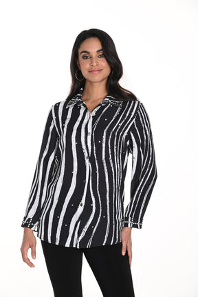 Blouse réversible pour femme par Frank Lyman | 243480U Blanc/Noir | Boutique Vvög, vêtements mode pour homme et femme