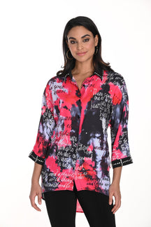 Blouse pour femme par Frank Lyman | 243524U PINK/BLACK | Boutique Vvög, vêtements mode pour homme et femme