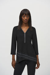 Chandail manches longues avec zip pour femme par Joseph Ribkoff | 244026 Noir | Boutique Vvög, vêtements mode pour homme et femme