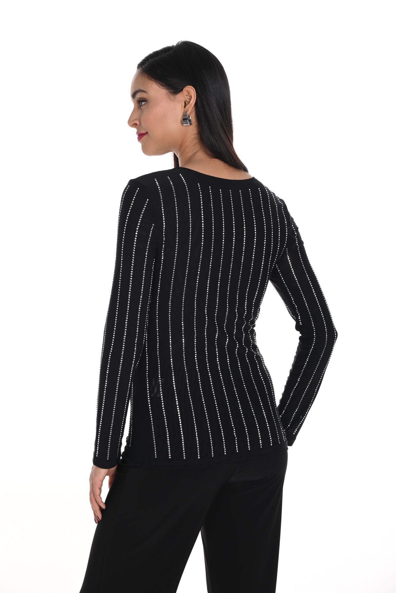 Chandail manches longues pour femme par Frank Lyman | 249403U BLACK/SILVER | Boutique Vvög, vêtements mode pour homme et femme