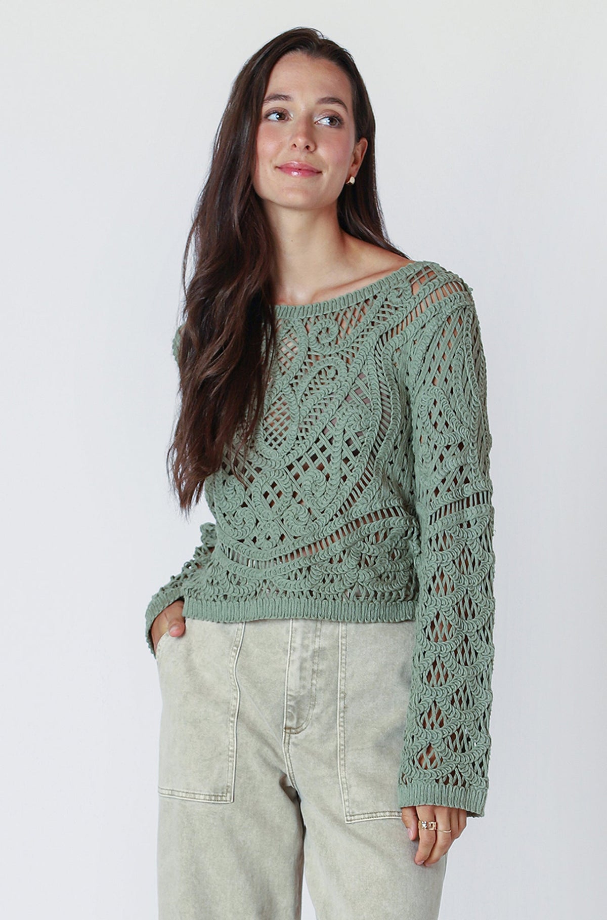 Chandail manches longues pour femme par Dex | 2527016 D Sage | Boutique Vvög, vêtements mode pour homme et femme