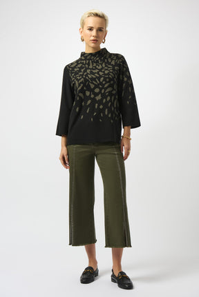 Chandail à haut ouvert pour femme par Joseph Ribkoff | 253912 Noir/Avocado | Boutique Vvög, vêtements mode pour homme et femme