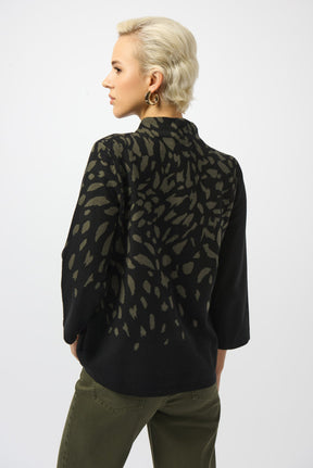 Chandail à haut ouvert pour femme par Joseph Ribkoff | 253912 Noir/Avocado | Boutique Vvög, vêtements mode pour homme et femme