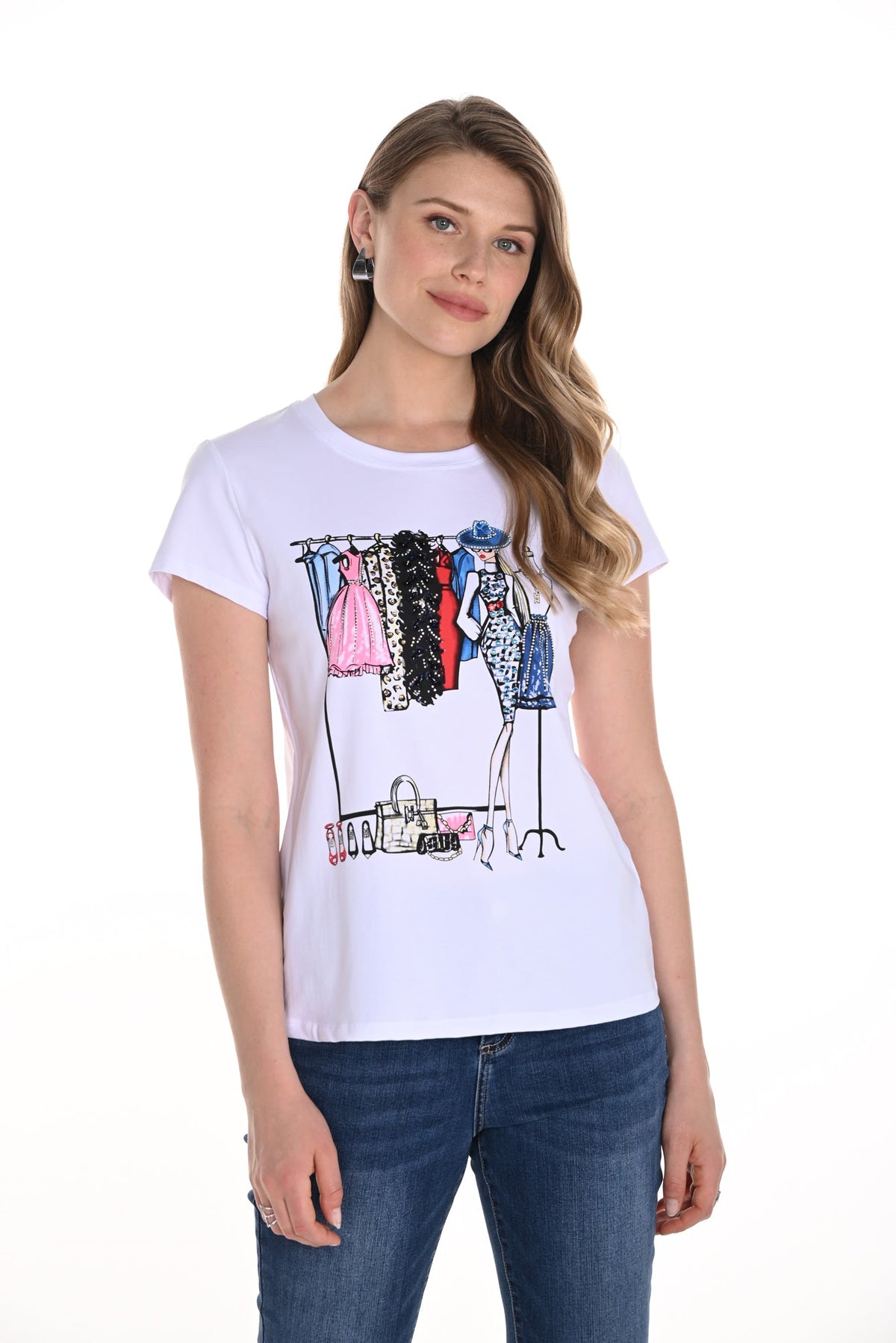 T-Shirt pour femme par Frank Lyman | 256736U Blanc Multi | Boutique Vvög, vêtements mode pour homme et femme