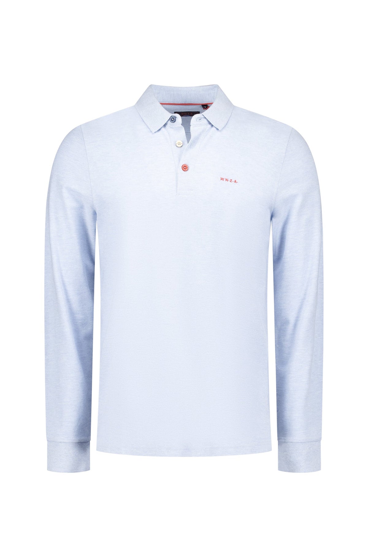 Polo manches longues pour homme par NZA | 25GN200 Bleu Glacier Mélange | Boutique Vvög, vêtements mode pour homme et femme
