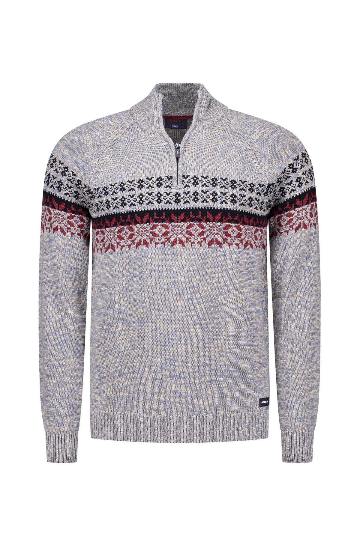 Tricot demi-zip pour homme par NZA | 25HN408 Bleu Clair Mélange | Boutique Vvög, vêtements mode pour homme et femme