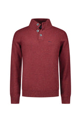 Chandail col boutonné pour homme par NZA | 25HN475 Rouge Cerise Mélange | Boutique Vvög, vêtements mode pour homme et femme