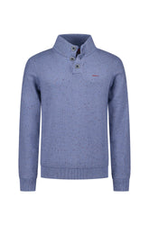 Chandail col boutonné pour homme par NZA | 25HN475 Bleu Clair Mélange | Boutique Vvög, vêtements mode pour homme et femme