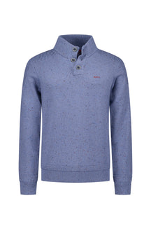Chandail col boutonné pour homme par NZA | 25HN475 Bleu Clair Mélange | Boutique Vvög, vêtements mode pour homme et femme