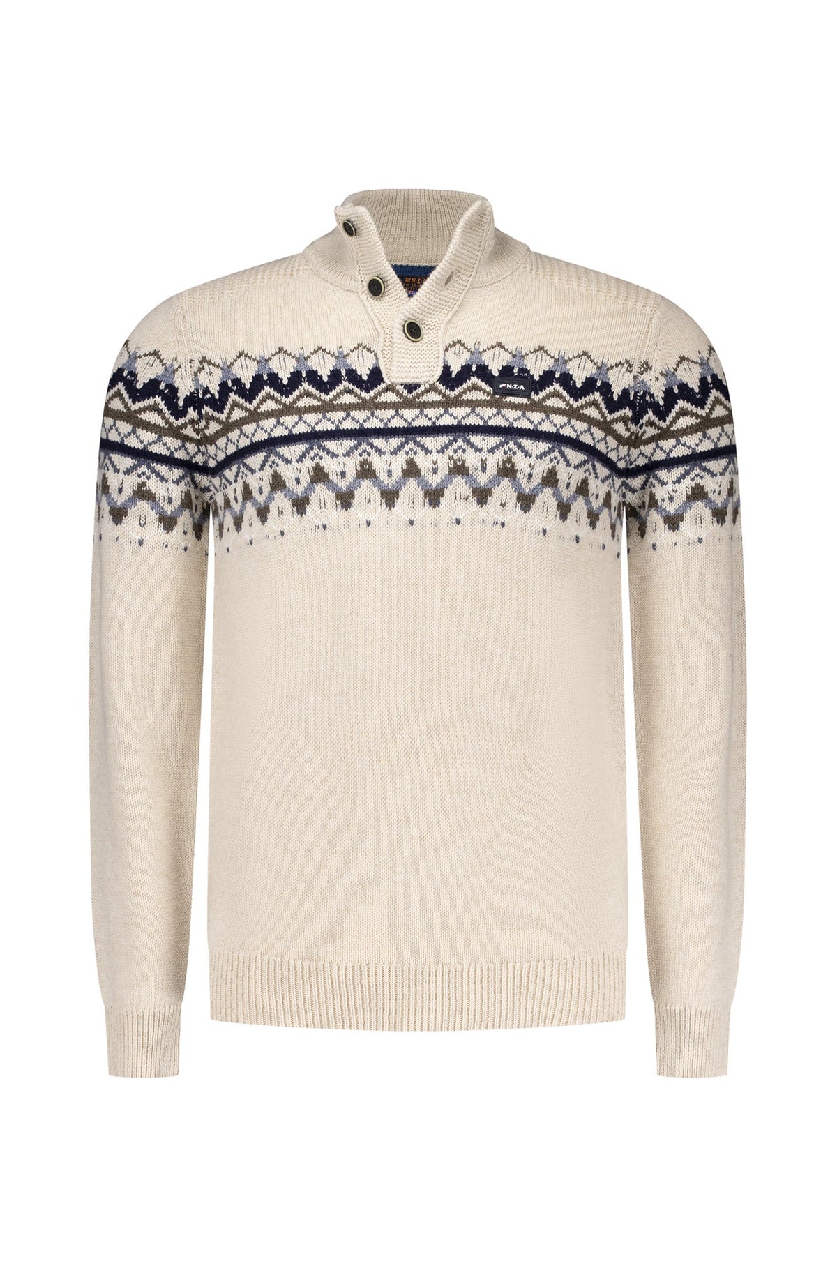 Chandail col boutonné pour homme par NZA | 25KN487 Mélange Écume de mer | Boutique Vvög, vêtements mode pour homme et femme
