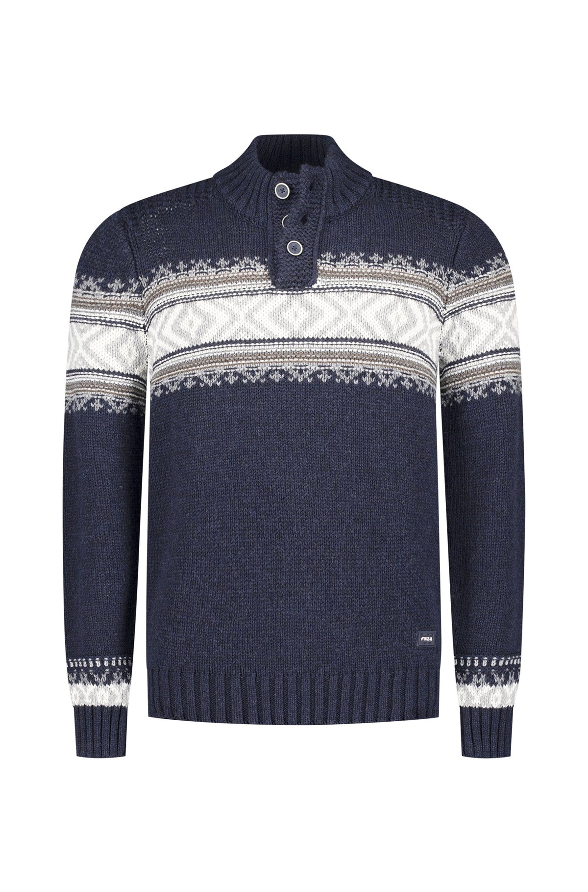 Tricot  col boutonné pour homme par NZA | 25KN492 Mélange Bleu marine classique | Boutique Vvög, vêtements mode pour homme et femme