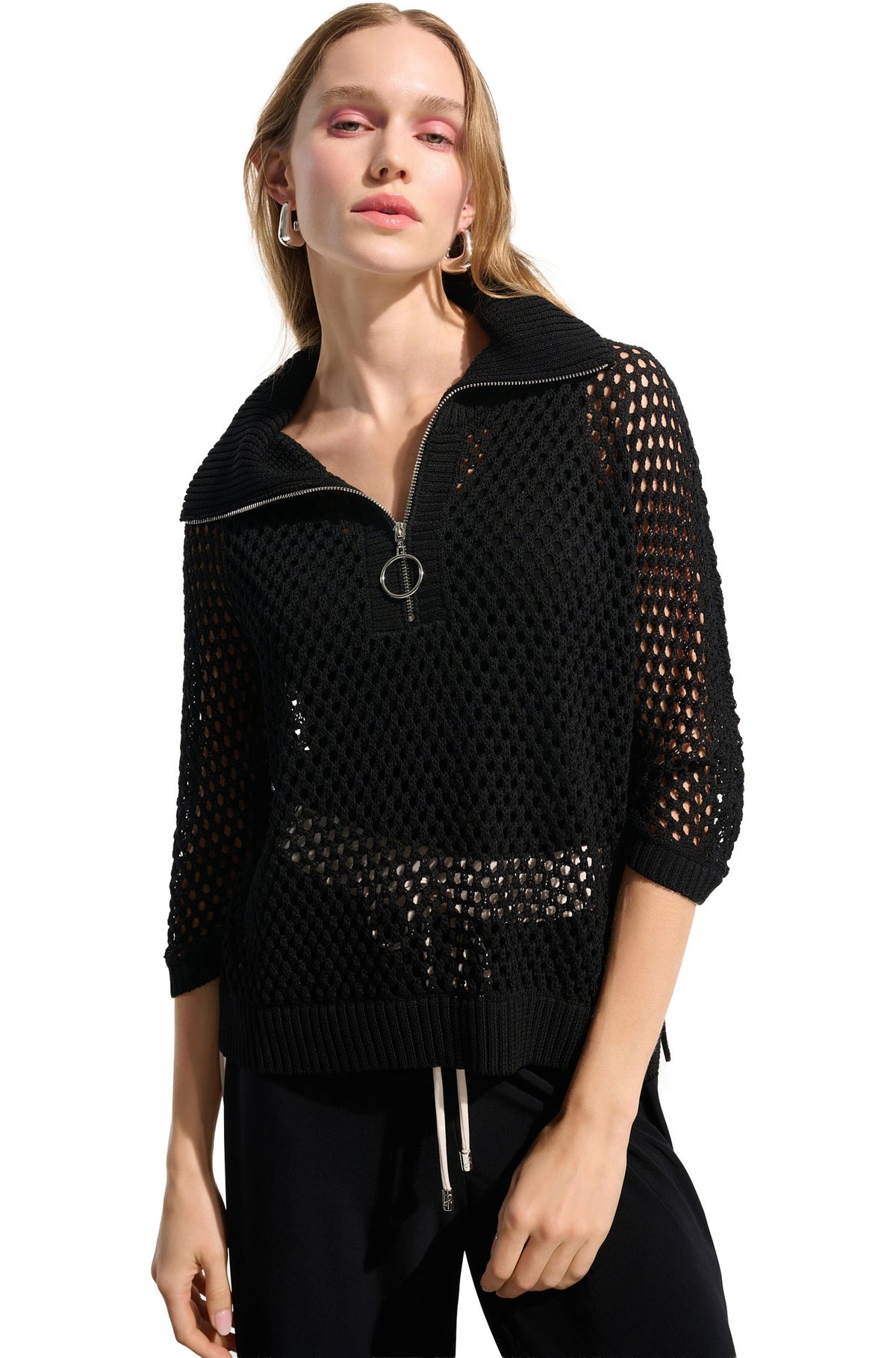 Chandail en maille ouverte pour femme par Joseph Ribkoff | 261634 Noir | Boutique Vvög, vêtements mode pour homme et femme