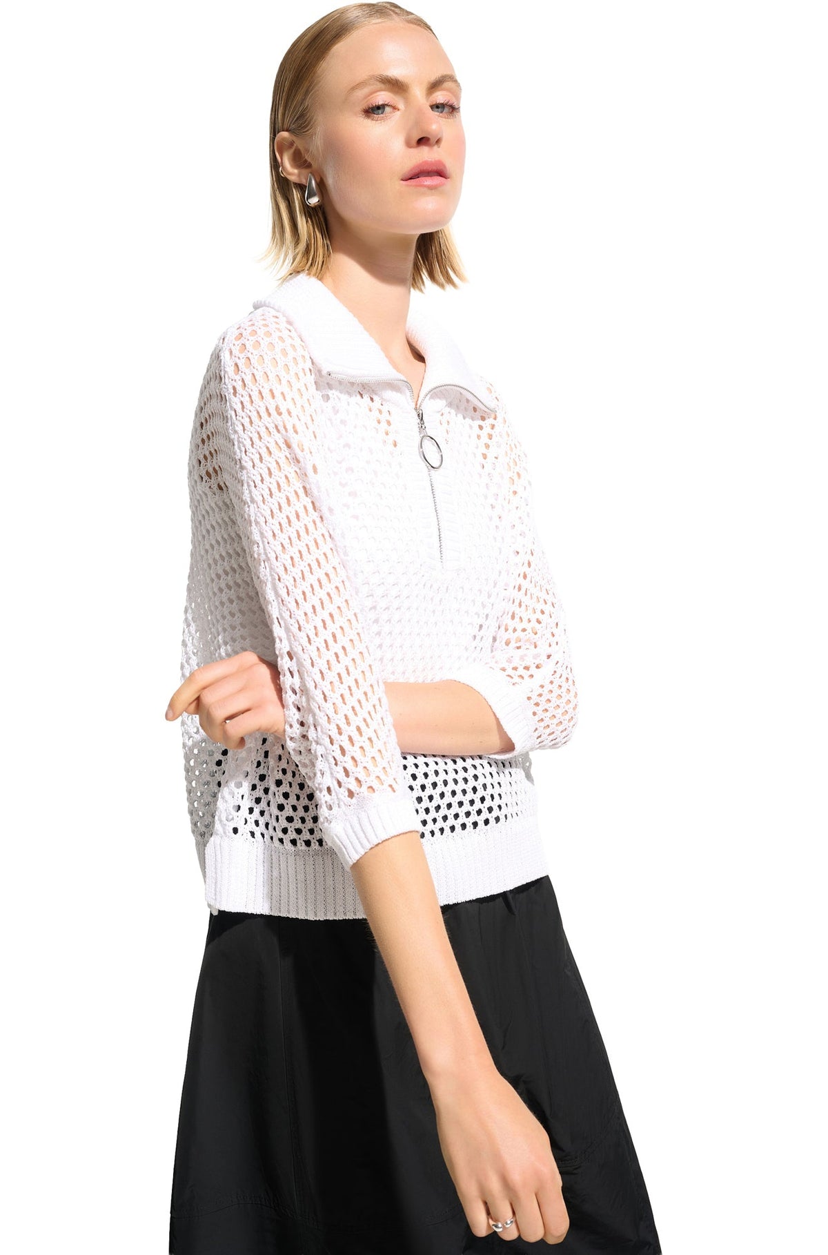 Chandail en maille ouverte pour femme par Joseph Ribkoff | 261634 Vanille | Boutique Vvög, vêtements mode pour homme et femme