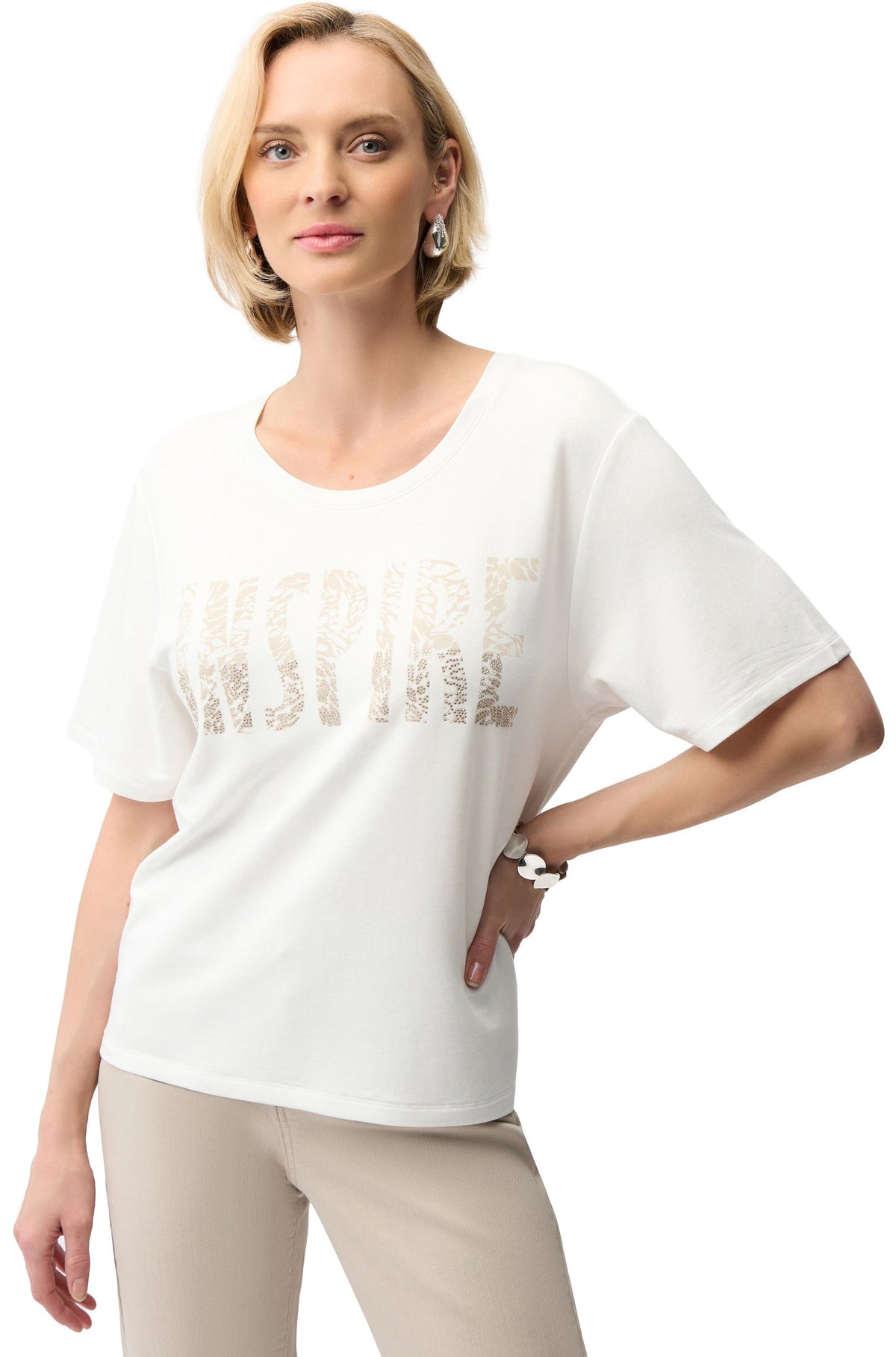 T-Shirt pour femme par Joseph Ribkoff | 261967 Beige Vanille | Boutique Vvög, vêtements mode pour homme et femme