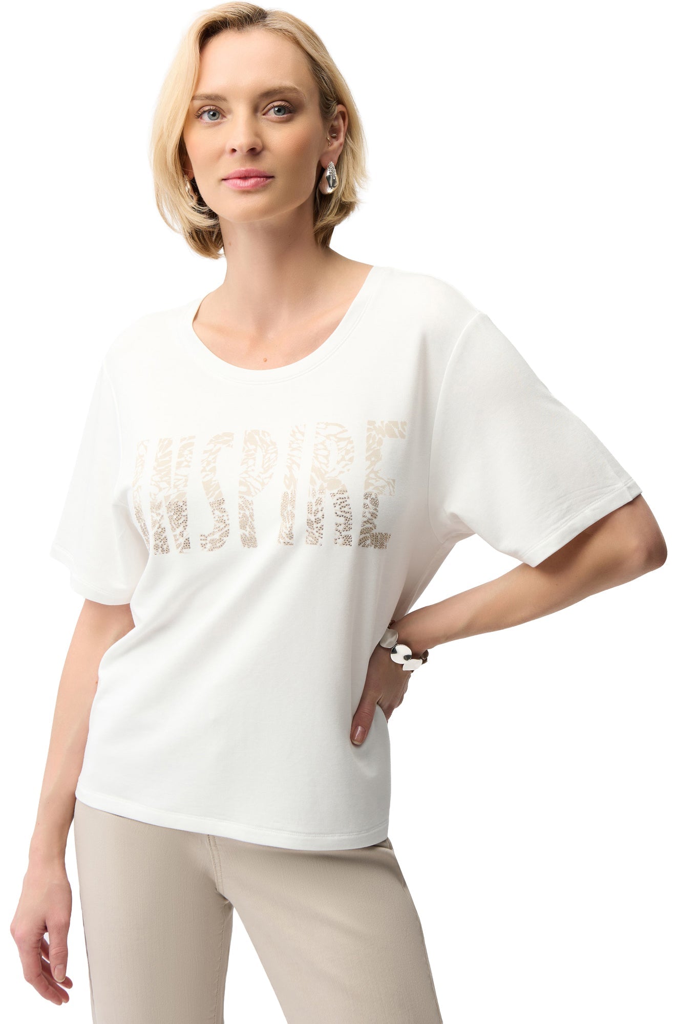 T-Shirt pour femme par Joseph Ribkoff | 261967 Beige Vanille | Boutique Vvög, vêtements mode pour homme et femme