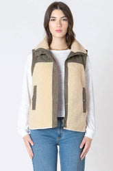 Coupe-vent sans manche pour femme par Dex | 2629501 D Olive/Beige | Boutique Vvög, vêtements mode pour homme et femme