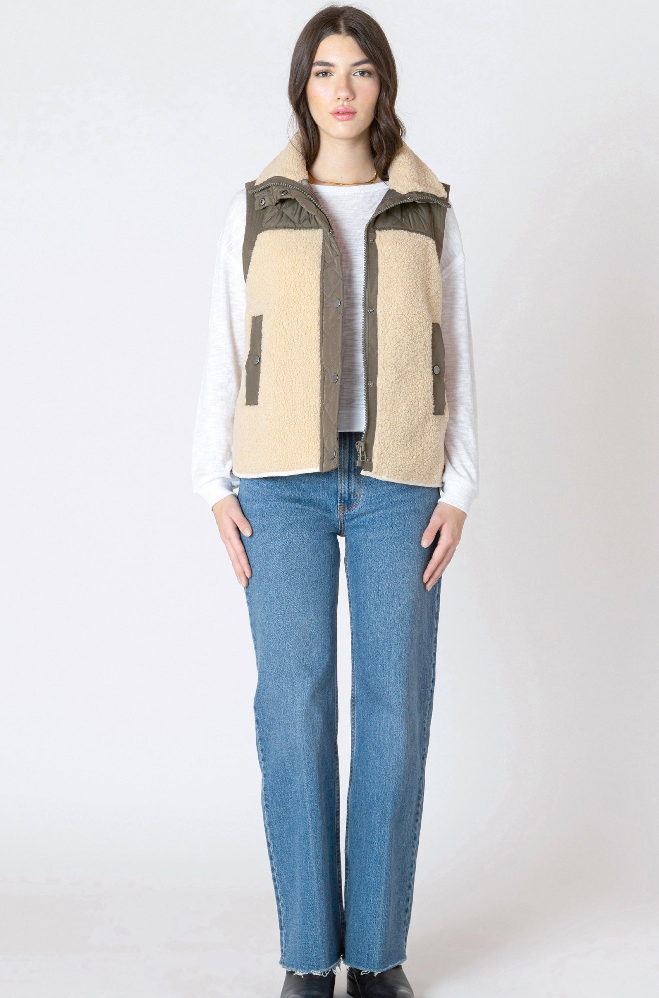 Coupe-vent sans manche pour femme par Dex | 2629501 D Olive/Beige | Boutique Vvög, vêtements mode pour homme et femme