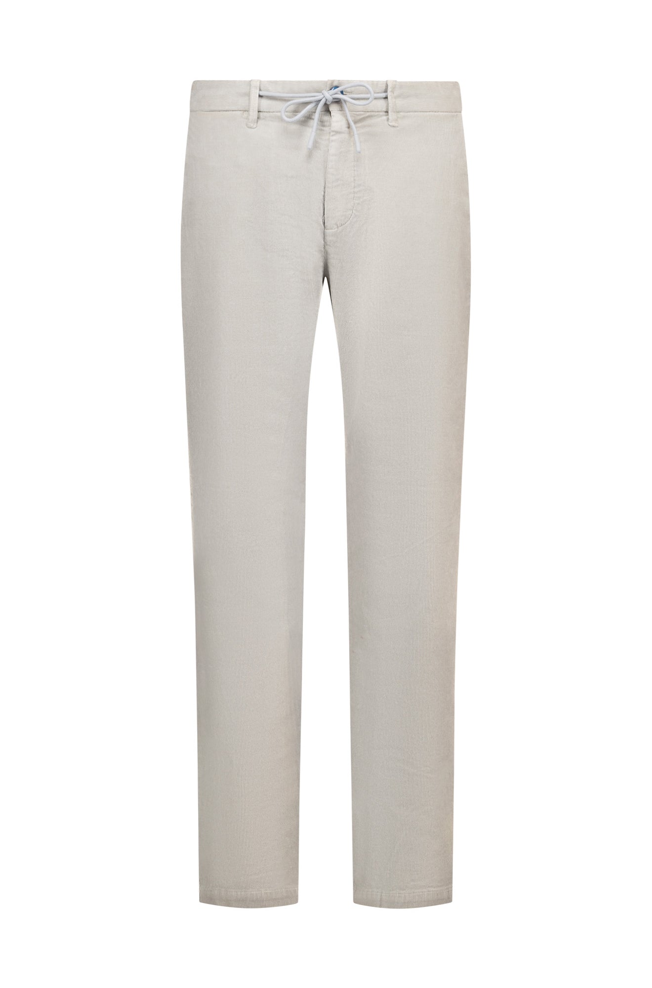 NZA men's light beige corduroy chino drawstring straight-leg chino pants, front view with belt loops and fly