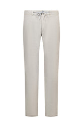 NZA men's light beige corduroy chino drawstring straight-leg chino pants, front view with belt loops and fly