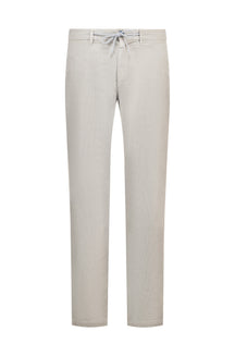NZA men's light beige corduroy chino drawstring straight-leg chino pants, front view with belt loops and fly