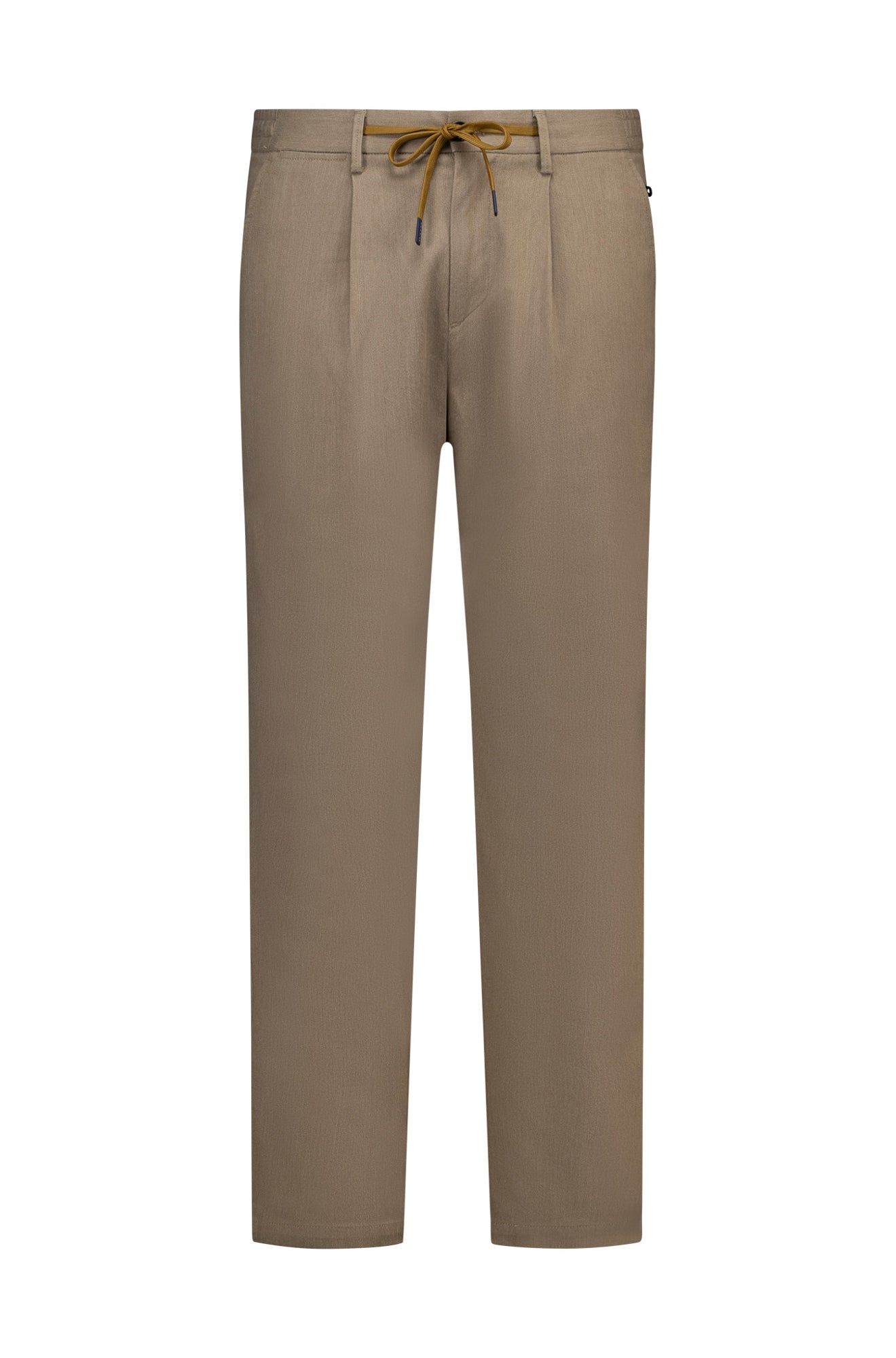 Pantalon chino droit à cordon chino kaki isolé de face, à passants avec cordon noué et jambes droites pour homme par NZA