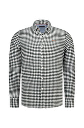 Chemise manches longues à carreaux noir et blanc, vue de face, col boutonné pour homme par NZA