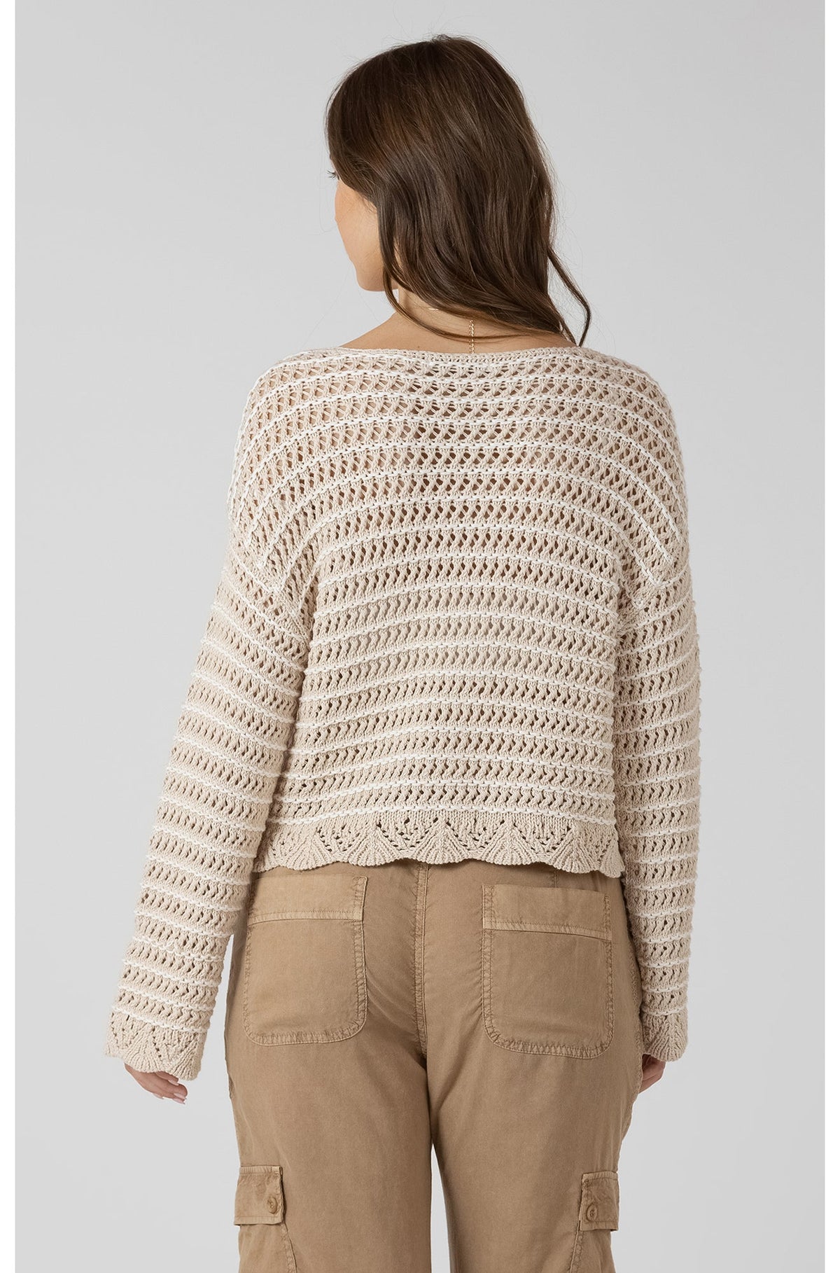 Chandail en maille ouverte pour femme par Dex | 2727005 D Délavage Sable | Boutique Vvög, vêtements mode pour homme et femme