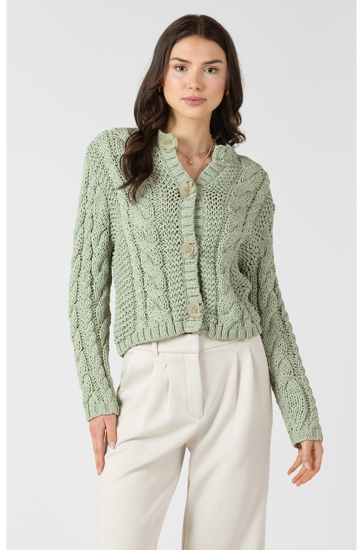 Cardigan manches longues pour femme par Dex | 2727254 D Sauge | Boutique Vvög, vêtements mode pour homme et femme
