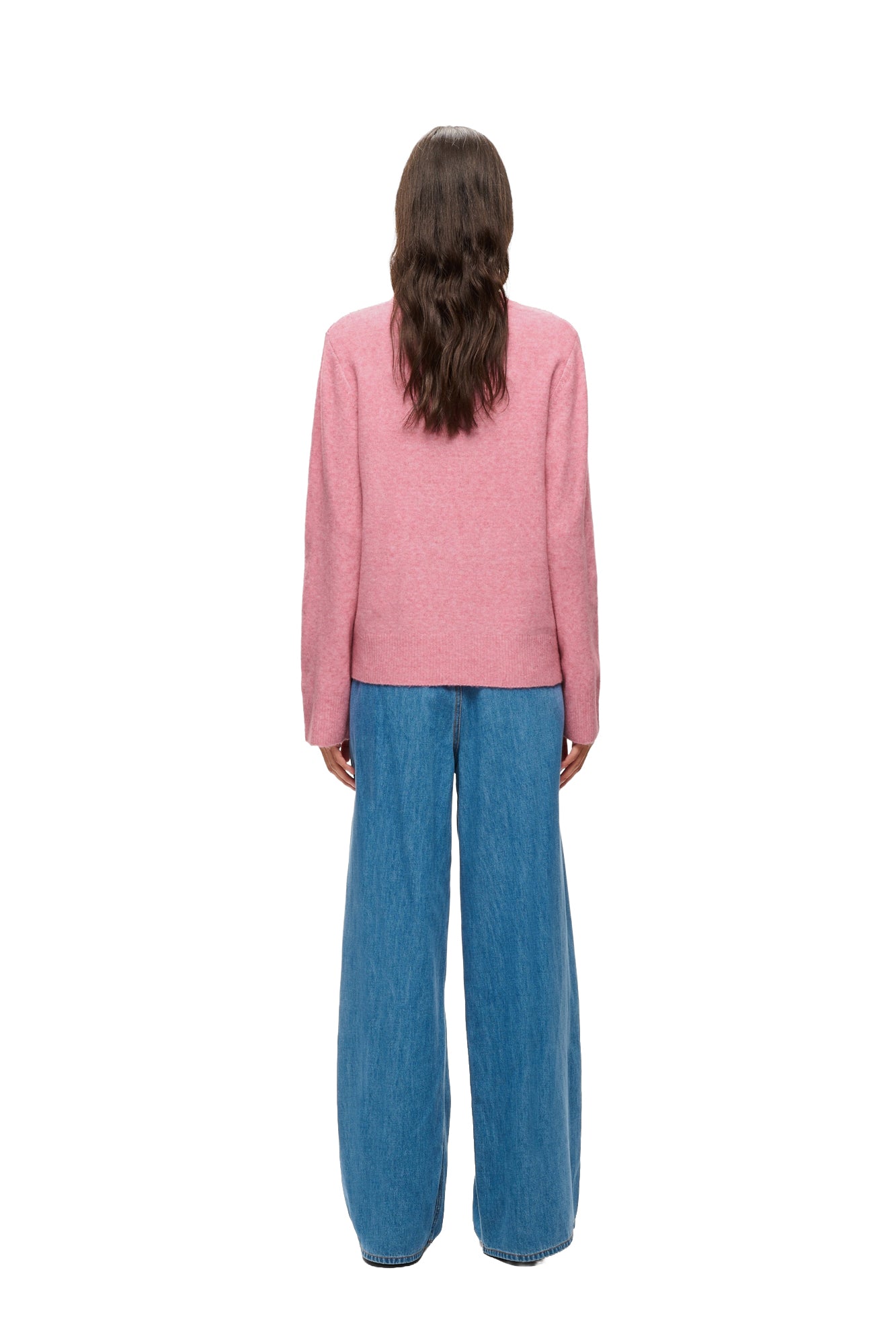 Chandail tricot rose à manches longues avec ourlet droit côtelé pour femme par InWear, vue de dos
