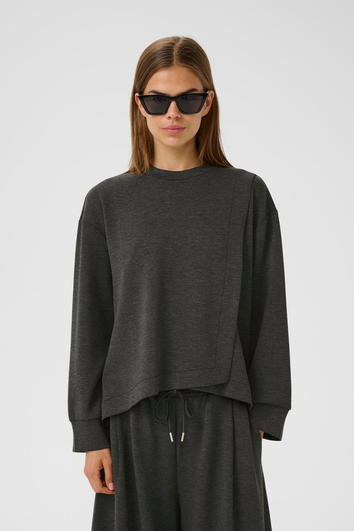 Chandail manches longues pour femme par InWear | 30111104 Gris Foncé Mélangé | Boutique Vvög, vêtements mode pour homme et femme