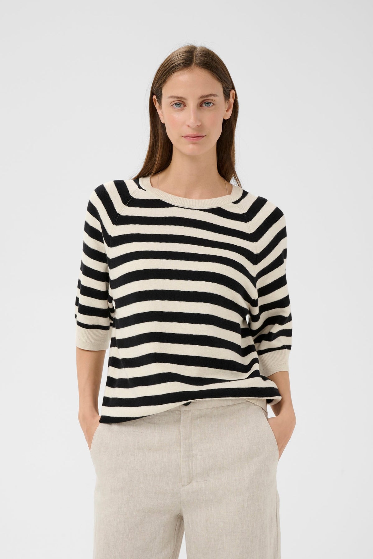 Chandail manche 3/4 pour femme par InWear | 30112398 Noir Et Blanc | Boutique Vvög, vêtements mode pour homme et femme