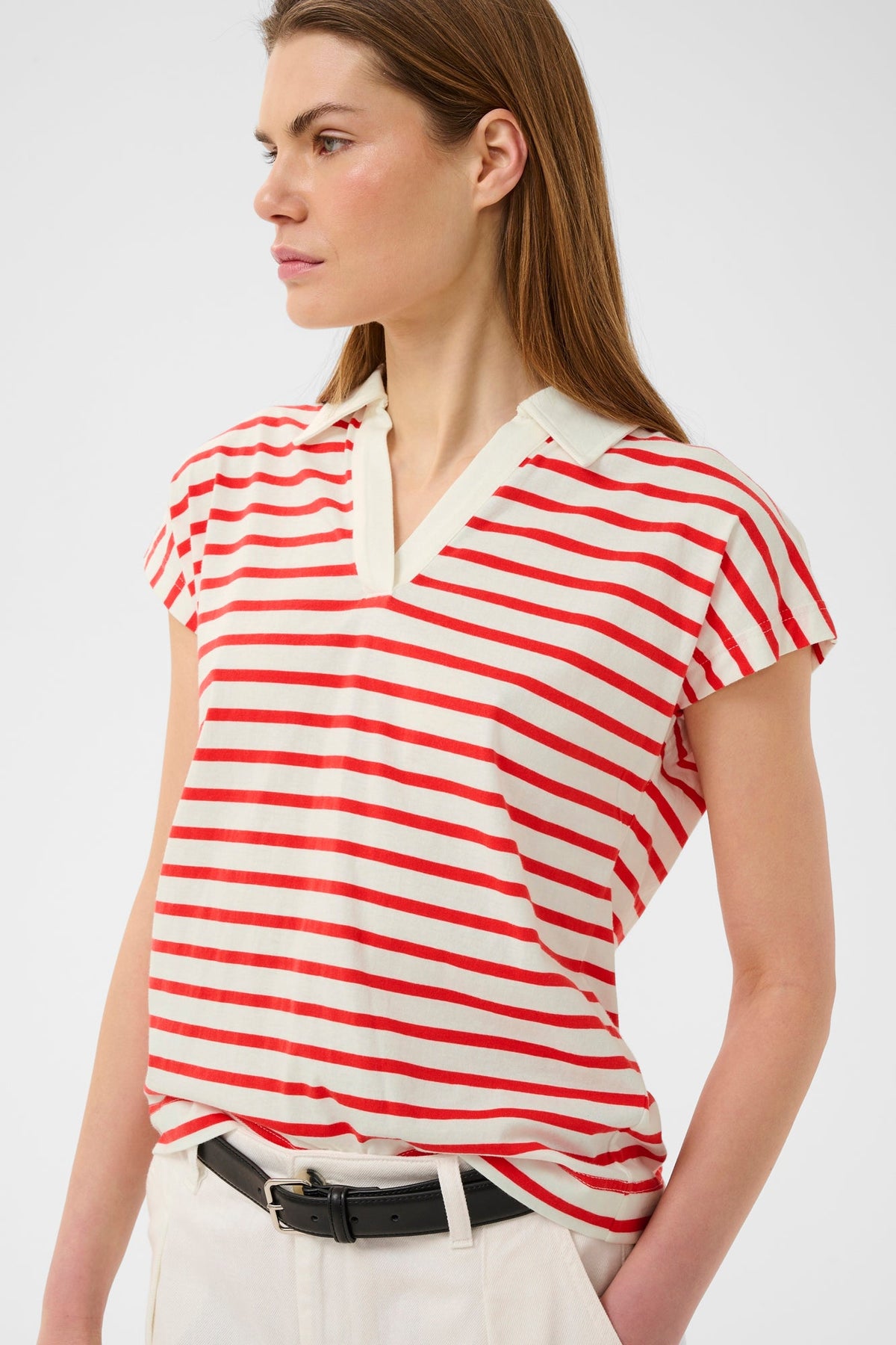 Polo pour femme par InWear | 30112571 Rayure rouge slim | Boutique Vvög, vêtements mode pour homme et femme