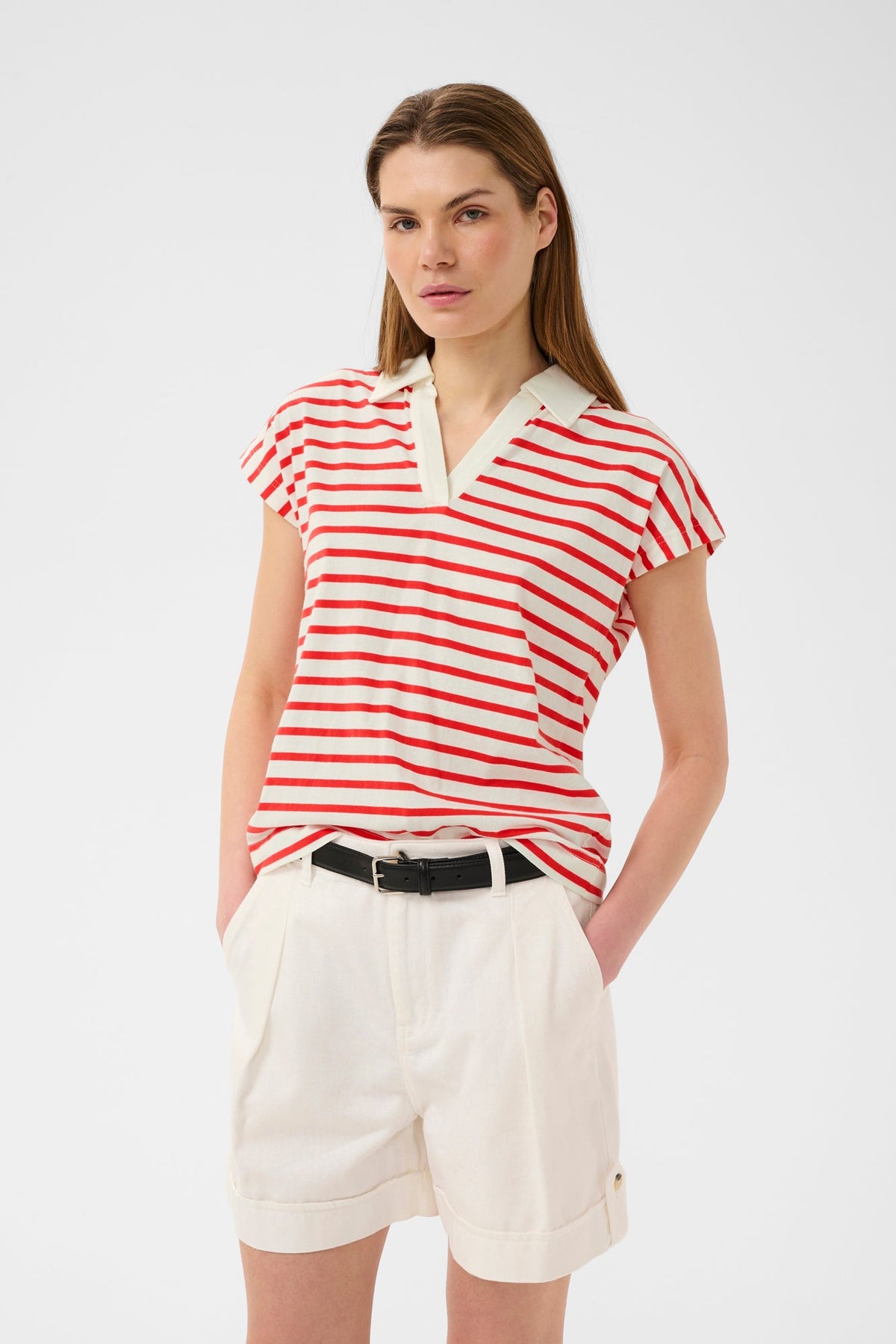 Polo pour femme par InWear | 30112571 Rayure rouge slim | Boutique Vvög, vêtements mode pour homme et femme